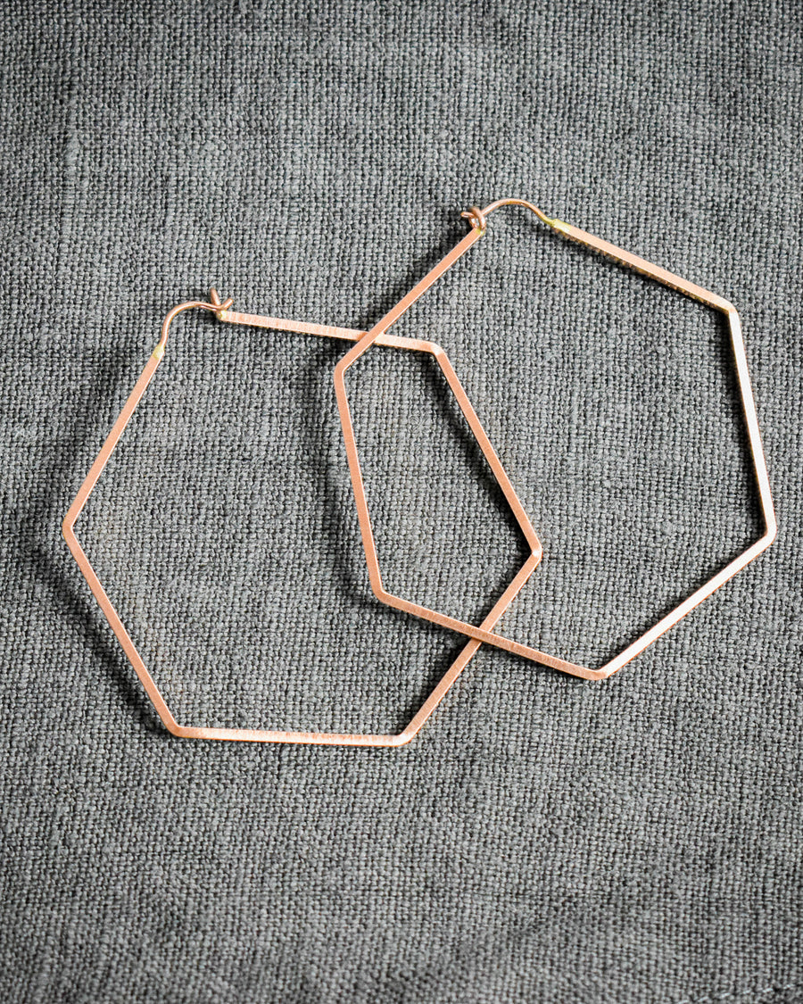 Hex Hoops- Gold Filled