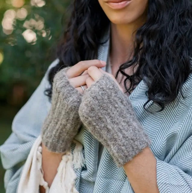 Ribbed Alpaca Fingerless Handwarmers