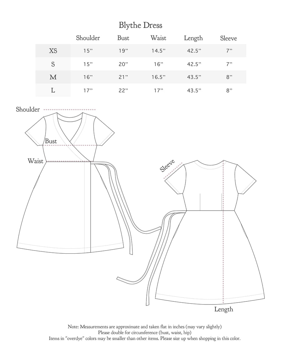 Size chart for Blythe Dress Sale
