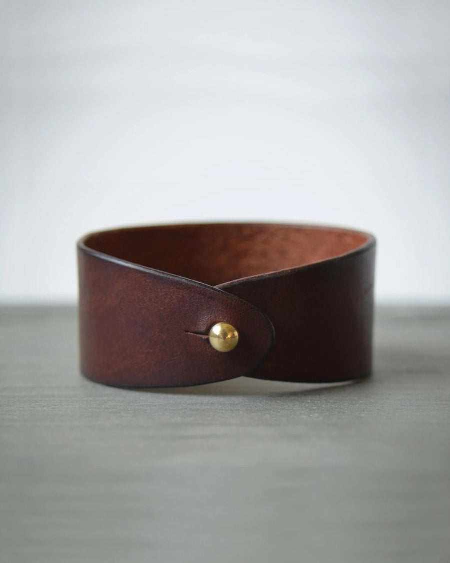 Thick Leather Wrap Bracelet- Chestnut