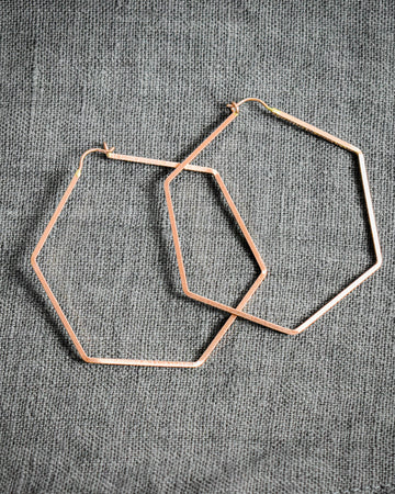 Hex Hoops- Gold Filled